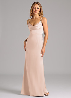 Azazie Aimee Bridesmaid Dresses Blushing Pink A-Line Sweetheart Neckline Stretch Satin Dress image1