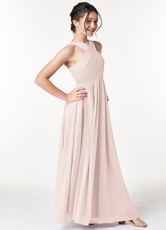 Azazie Kaleigh Junior Rose Petal A-Line Pleated Chiffon Dress image3