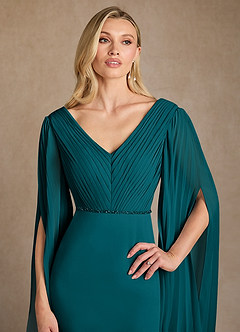 Azazie Ellsworth Mother of the Bride Dresses Peacock Column Pleated Stretch Crepe Dress image5