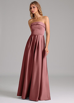 Azazie Lucienne Robes de demoiselle d'honneur Robe Trapèze Convertible en Satin extensible Sans bretelle Améthyste image6