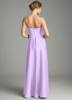 Azazie Elle Bridesmaid Dresses Lilac A-Line Pleated Stretch Satin Dress image5