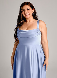 Azazie Shaude Robes de demoiselle d'honneur Robe Trapèze en Satin extensible Plissée Eis image9