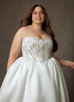 Azazie Mirabeth Robes de mariée Robe Princesse en Dentelle Sans bretelles Diamant Blanc Sable image16