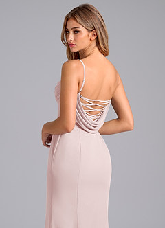 Azazie Wynni Essayer des robes à la maison Robe Sirène en Mousseline de soie Corset Rose Pâle image2