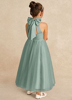 Azazie Bev Flower Girl Dresses Silver Sage A-Line Convertible Tulle Dress image6