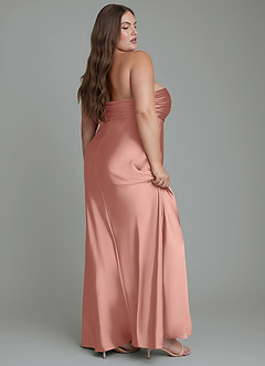 Azazie Saylor Vestidos de damas de honor Vestido Rosetón de Satén Elástico de Corte Sirena con Palabra de honor image12