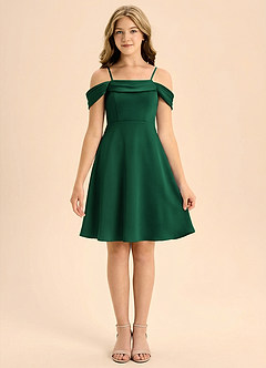 Azazie Anselie Junior Klä av A-Line i Stretch Satin Plisserad image3