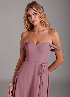 Azazie Aaron Final Sale Vintage Mauve A-Line Off the Shoulder Chiffon Convertible Dress image7
