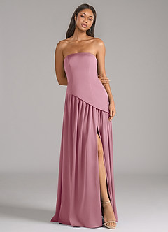 Azazie Adeline Bridesmaid Dresses Vintage Mauve A-Line Strapless Stretch Satin Convertible Dress image3