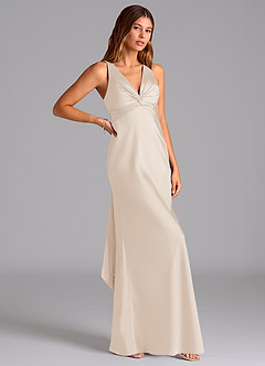 Azazie Hati Robes de demoiselle d'honneur Robe Sirène en Satin extensible Albâtre Blanc image1