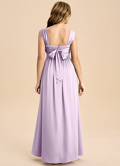 Azazie Hattie Junior Abito A-Line in Raso Elasticizzato Plissettato Lilla Glassato image2