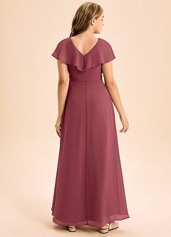 Azazie Lainey Junior Abito A-Line in Chiffon Con Tasche Merlot image2