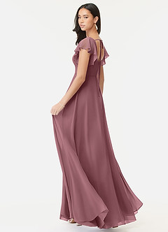 Azazie Bondi Bridesmaid Dresses Amethyst A-Line Ruffled Chiffon Dress image5
