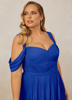 Christian Siriano Bridal for Azazie 1013 Robes de demoiselle d'honneur Robe Trapèze en Mousseline de soie Épaule décolletée Bleu Roi image14