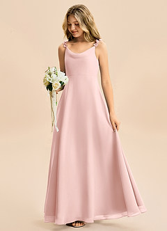 Azazie Elodie Junior Powder Pink A-Line Chiffon Dress image1