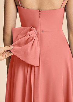 Azazie Bear Junior Vestido de Rosa Salmón de Gasa de Corte en A con Plisado image8