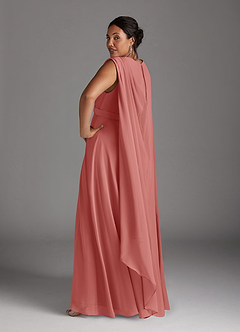 Azazie Isa Mère de la mariée Robes Robe Trapèze en Mousseline de soie Col V plissé Antique Rose image12