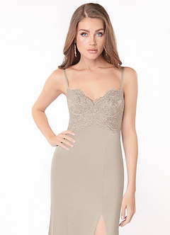 Azazie Keyara Venta Final Vestido de Escarcha de Satén Elástico de Equipado con Encaje image5