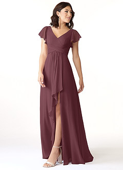 Azazie Omari Bridesmaid Dresses Sangria A-Line Chiffon Dress image4