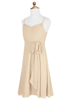 Azazie Doll Junior Champagne A-Line Bow Chiffon Dress image7