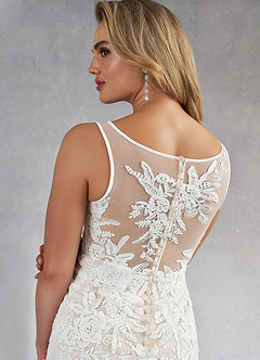 Azazie Konstantin Abiti da Sposa Abito Sirena in Tulle Lustrini Bianco Diamante Champagne image5
