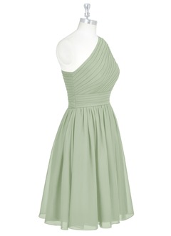 Azazie Katrina Bridesmaid Dresses Dusty Sage A-Line One Shoulder Chiffon Dress image8