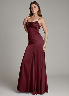 Azazie Avira Suknie dla druhen Syrena Satyna elastyczna Do ziemi Sukienka image6