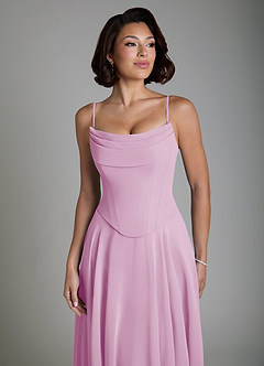 Azazie Ira Abiti da Damigella Abito A-Line in Chiffon Corsetto Rosa Confetto image3