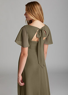 Azazie Kimber Junior Willow Green A-Line Pleated Chiffon Dress image4
