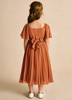 Azazie Gisele Flower Girl Dresses Cinnamon A-Line Pleated Chiffon Dress image6