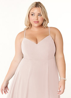 Azazie Clarissa Bridesmaid Dresses Rose Petal A-Line V-Neck Chiffon Dress image11