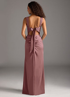 Azazie Jesaphine Bridesmaid Dresses Vintage Mauve Sheath Bow Stretch Satin Dress image5