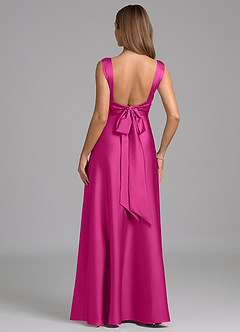 Azazie Beatrice Final Sale Fuchsia A-Line Sweetheart Neckline Stretch Satin Dress image6