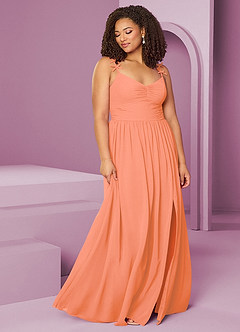 Barbie ♥ Azazie Jurken voor bruidsmeisjes Jurk van Chiffon met A-Lijn Geplooid Zonsondergang image11