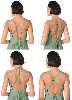 Azazie Farren Vestidos de damas de honor Vestido de Matcha de Gasa de Corte en A Convertible con Plisado image9