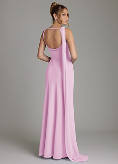 Azazie Jaya Bridesmaid Dresses Candy Pink Sheath Pleated Chiffon Dress image2