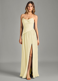 Azazie Becka Jurken voor bruidsmeisjes Jurk van Chiffon met A-Lijn Strapless Citroensorbet image3