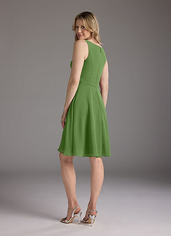 Azazie Shirley Mother of the Bride Dresses Basil A-Line Scoop Pleated Chiffon Dress image7