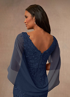 Azazie Ferris Mother of the Bride Dresses Dark Navy Sheath V-Neck Chiffon Dress image5
