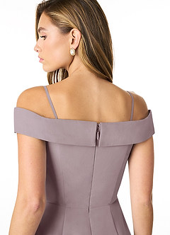 Azazie Lecia Bridesmaid Dresses Dusk Empire Off-The-Shoulder Pleated Chiffon Convertible Dress image5