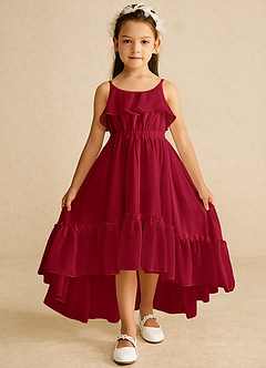 Azazie Karmen Flower Girl Dresses Scarlet A-Line Ruched Chiffon Dress image1