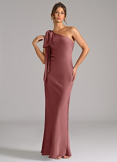 Azazie Capri Bridesmaid Dresses Amethyst Mermaid One Shoulder Stretch Satin Dress image3
