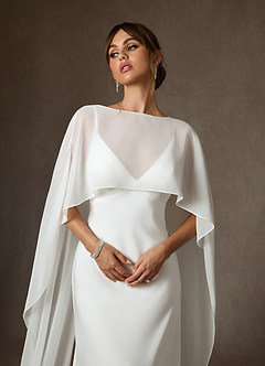 Azazie Caity Wedding Dresses Diamond White Fit and Flare Crepe Back Satin Dress image4