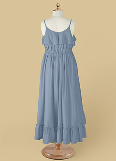 Azazie Karmen Flower Girl Dresses Dusty Blue A-Line Ruched Chiffon Dress image10