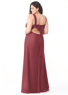 Azazie Christiana Jurken voor bruidsmeisjes Jurk van Chiffon met A-Lijn V-hals Gevouwen Merlot image8