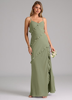 Azazie Nancie Bridesmaid Dresses Pistachio Mermaid Ruched Chiffon Dress image4