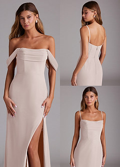 Azazie Saige Bridesmaid Dresses Rose Petal A-Line Off the Shoulder Chiffon Convertible Dress image10