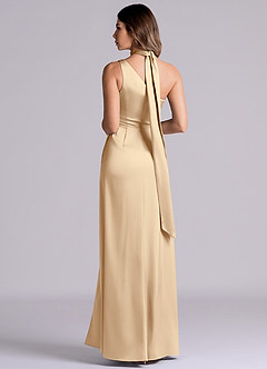 Azazie Phaedra Bridesmaid Dresses Champagne A-Line One Shoulder Stretch Satin Dress image7