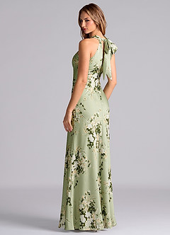 Azazie Doretta Bridesmaid Dresses Floral Vines Mermaid Pleated Stretch Satin Dress image3