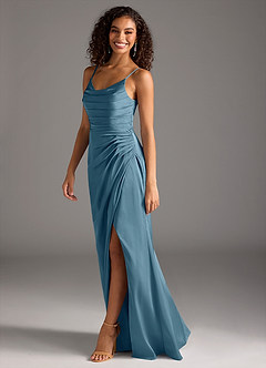 Azazie Deandra Robes de demoiselle d'honneur Robe Sirène en Satin extensible Plissée Bermude image4